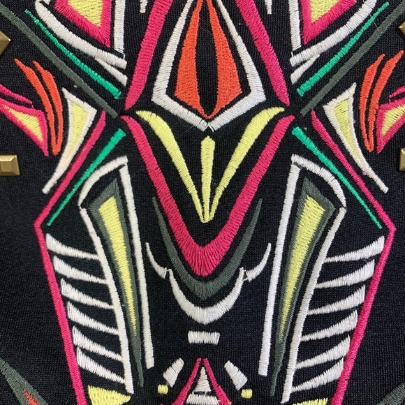 BISOU BISOU Black Beaded Geometric Print Pencil Skirt - Picture 7 of 13